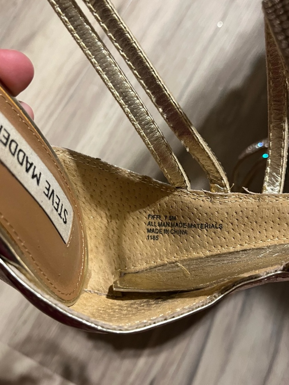 Steve Madden Gold Silver Rhinestone Strappy Stiletto Sandals - Picture 4 of 5